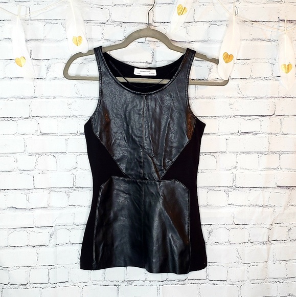 Zara Tops - Zara Faux Leather Fitted Tank Top